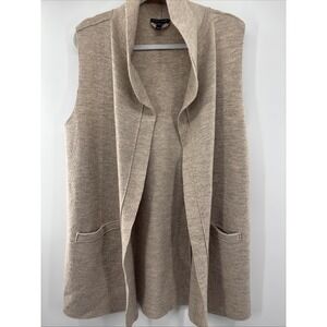 Eileen Fisher Sleeveless Cardigan Women Wool Pockets Open Front Size M Lagenlook